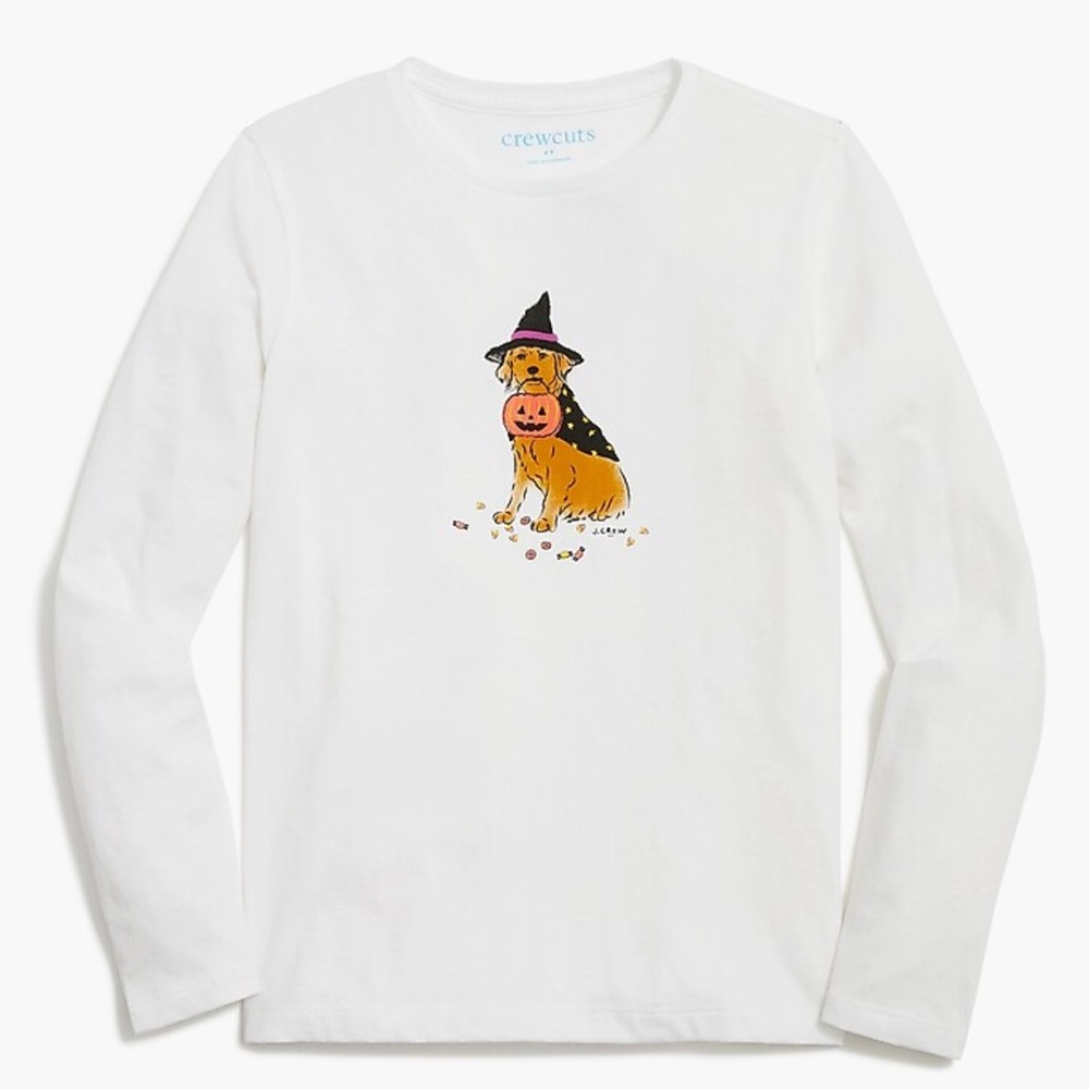 Crewcuts Ivory White Dog Witch Top XL (12-14) NWT